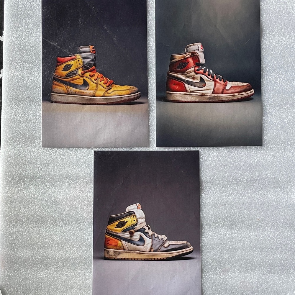Nike Air Jordan Retro High in Red, Yellow, and Gray canvas prints